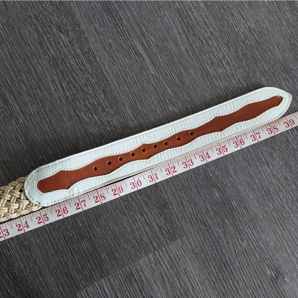 Vintage Leather Woven Braided Rope Western Belt 40